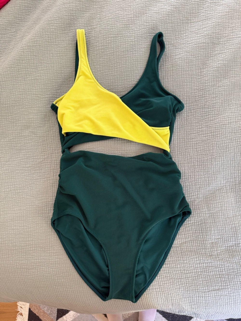 Colorblock Green & Yellow One-Piece Swimsuit for Women